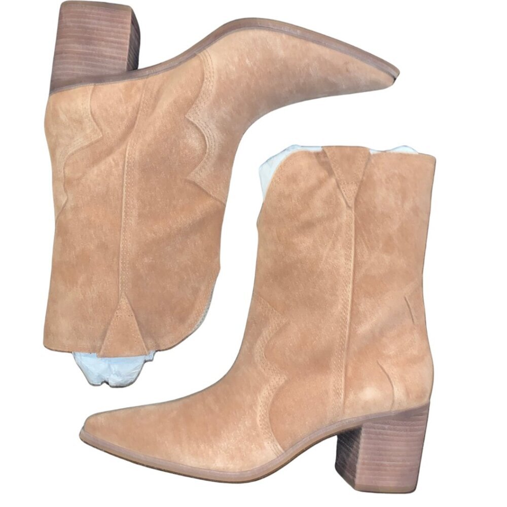 Kaanas Porto Caramel Pull On Stacked Heel Cowboy Boot Bootie Womens Size 11 - Picture 3 of 13